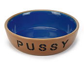 Beeztees Voerbak Pussy Beige/Blauw 415 ml