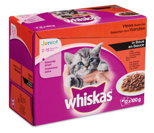 Whiskas kattenvoer Junior Vlees in Saus <br>12 x 100 gr